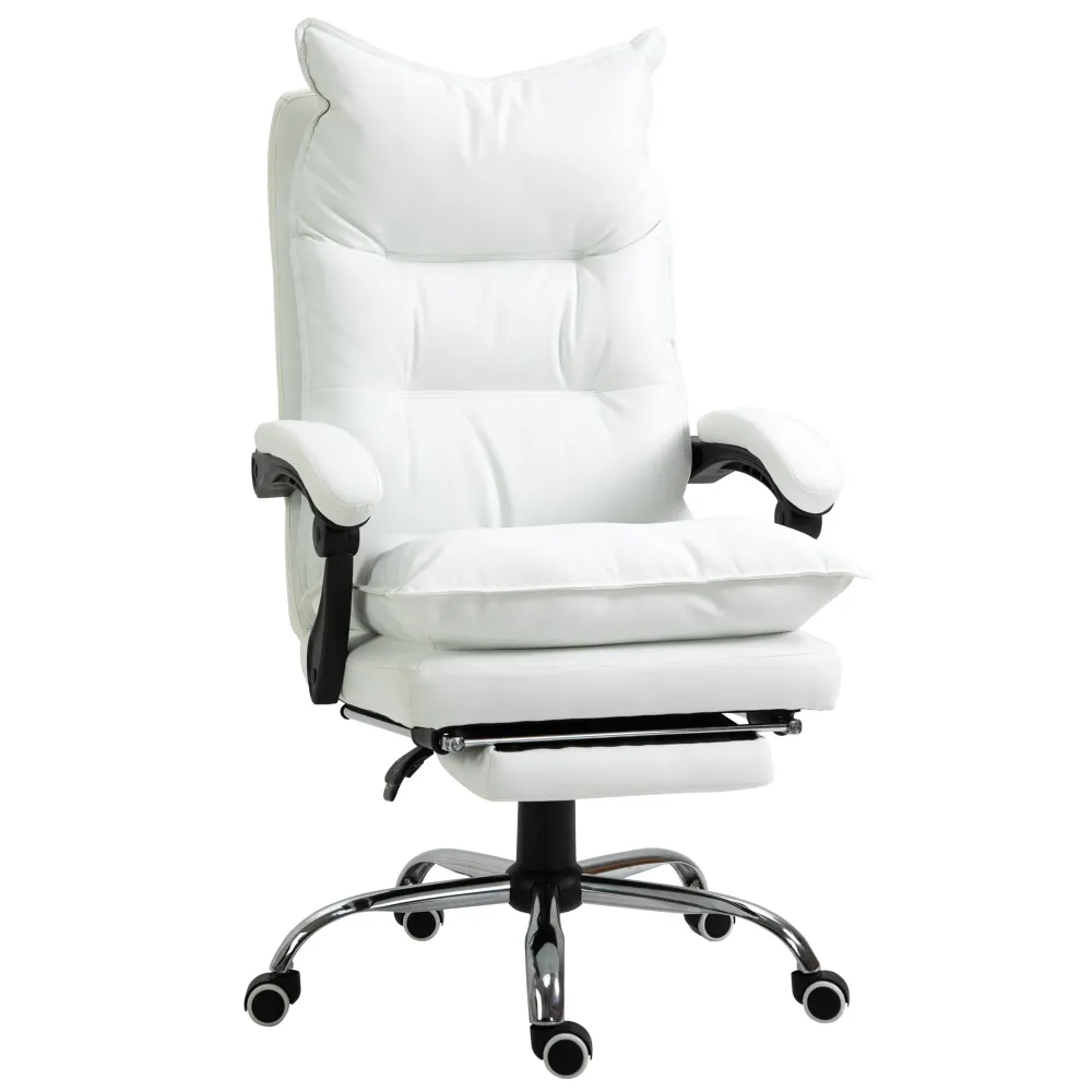 Fauteuil de bureau, chaise bureau ergonomique en similicuir avec large assise rembourrée, dossier inclinable, hauteur régl...