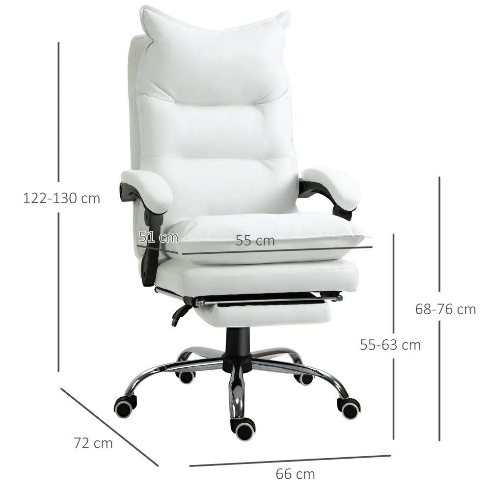 Fauteuil de bureau, chaise bureau ergonomique en similicuir avec large assise rembourrée, dossier inclinable, hauteur régl...