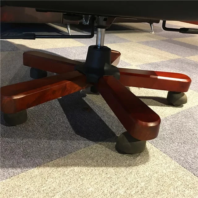 Fauteuil de bureau en cuir véritable et bois massif, édition luxe
