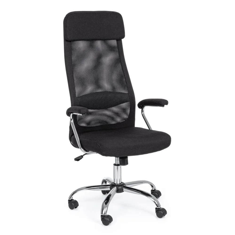 Fauteuil de bureau ergonomique "Clarissa" avec accoudoirs, hauteur réglable, coloris noir