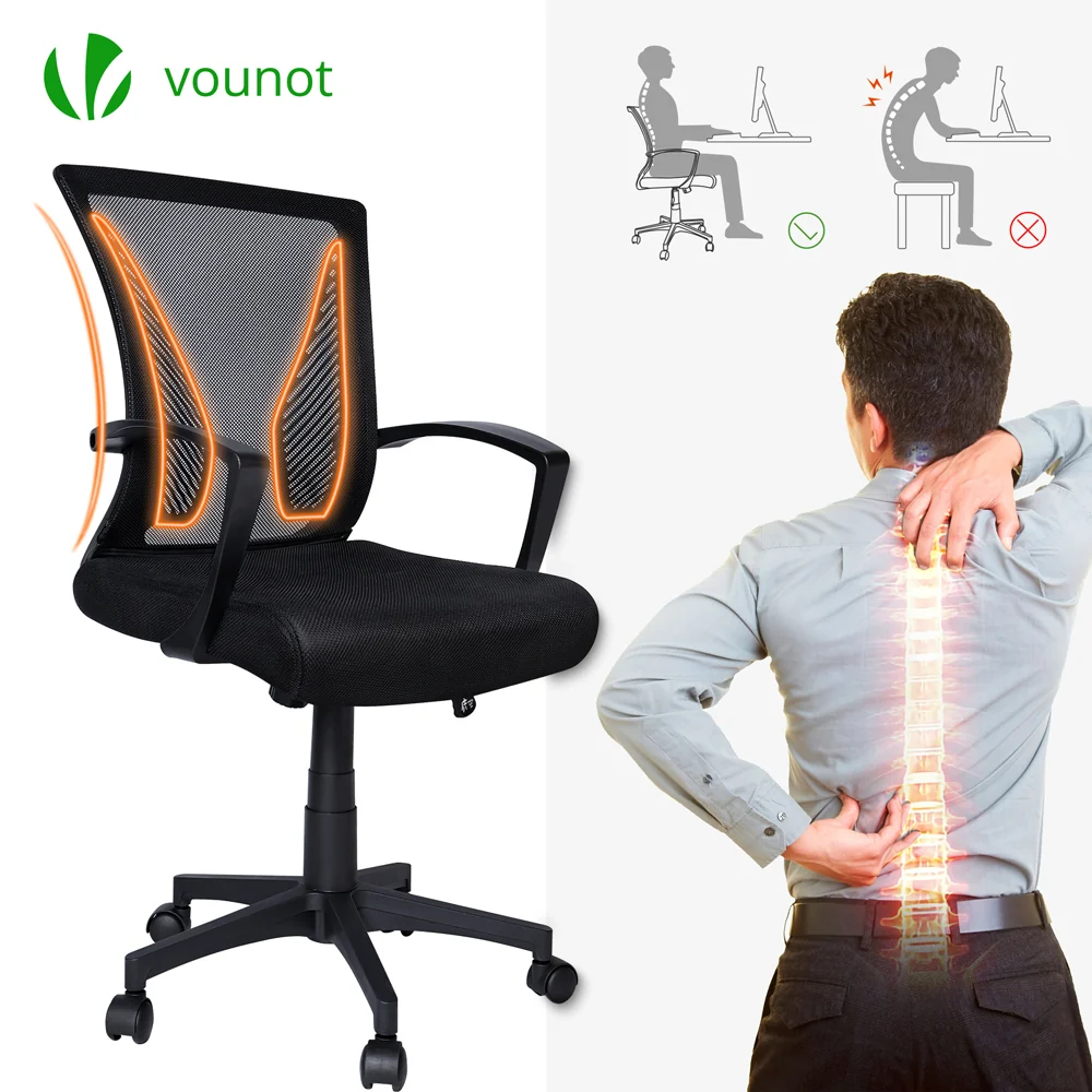 Fauteuil de Bureau Ergonomique pivotant avec dossier toile respirant Noir