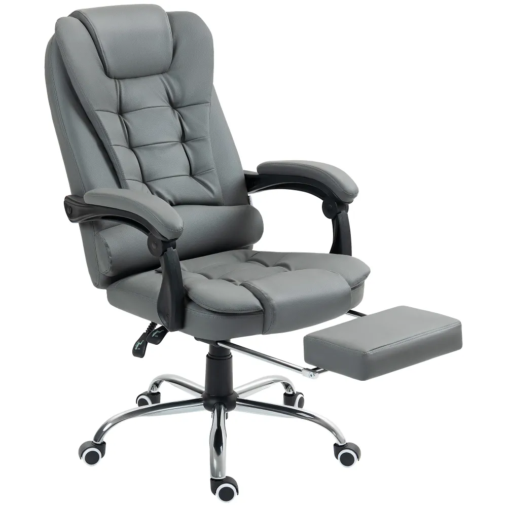 Fauteuil de bureau fauteuil manager grand confort dossier inclinable roulettes PU 64,5 x 69 x 117 cm gris