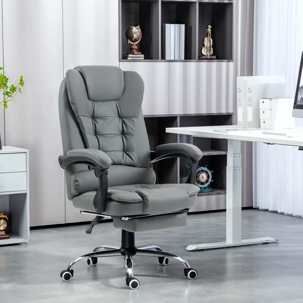 Fauteuil de bureau fauteuil manager grand confort dossier inclinable roulettes PU 64,5 x 69 x 117 cm gris