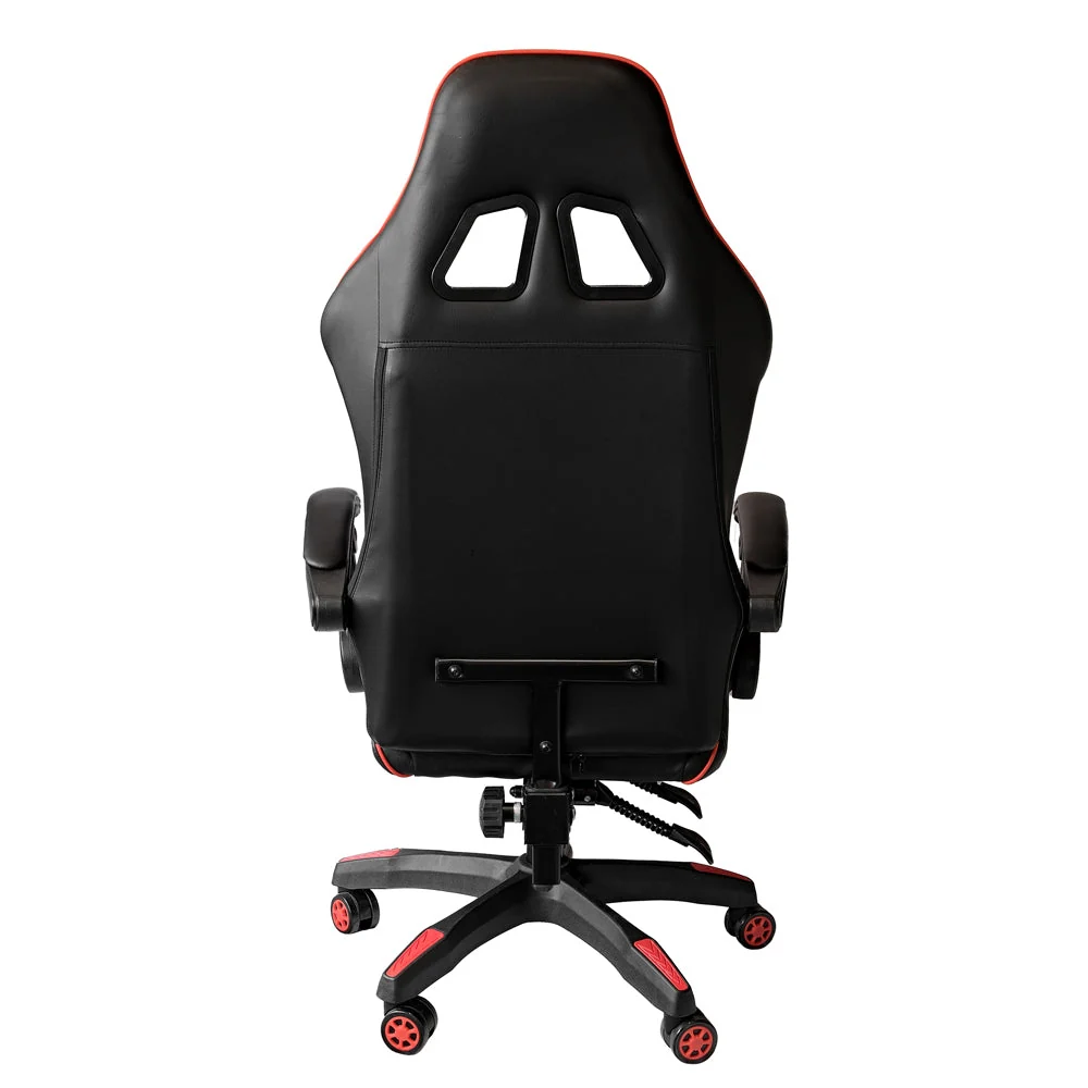 Fauteuil de bureau gaming inclinable avec support lombaire et repose-pieds Rouge