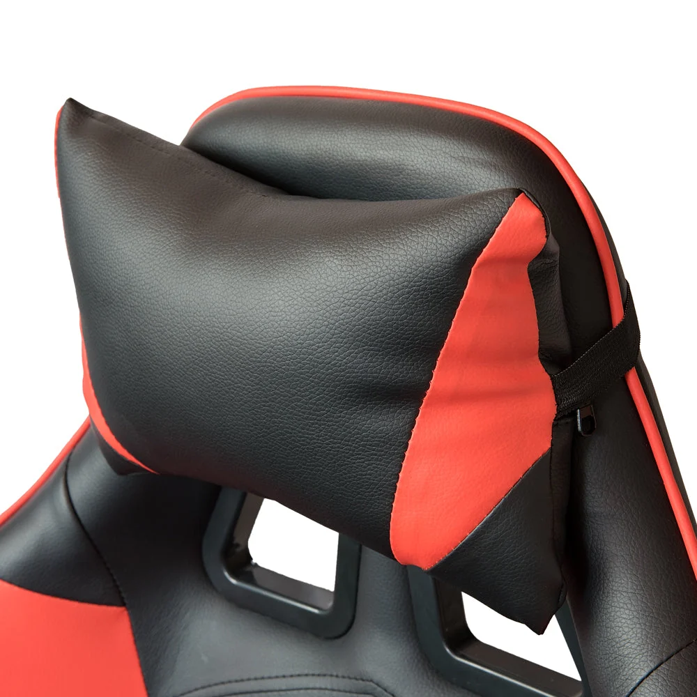 Fauteuil de bureau gaming inclinable avec support lombaire et repose-pieds Rouge