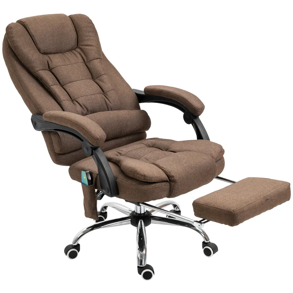 Fauteuil de bureau massant chauffant fauteuil bureau ergonomique hauteur réglable dossier inclinable repose-pied + coussin...
