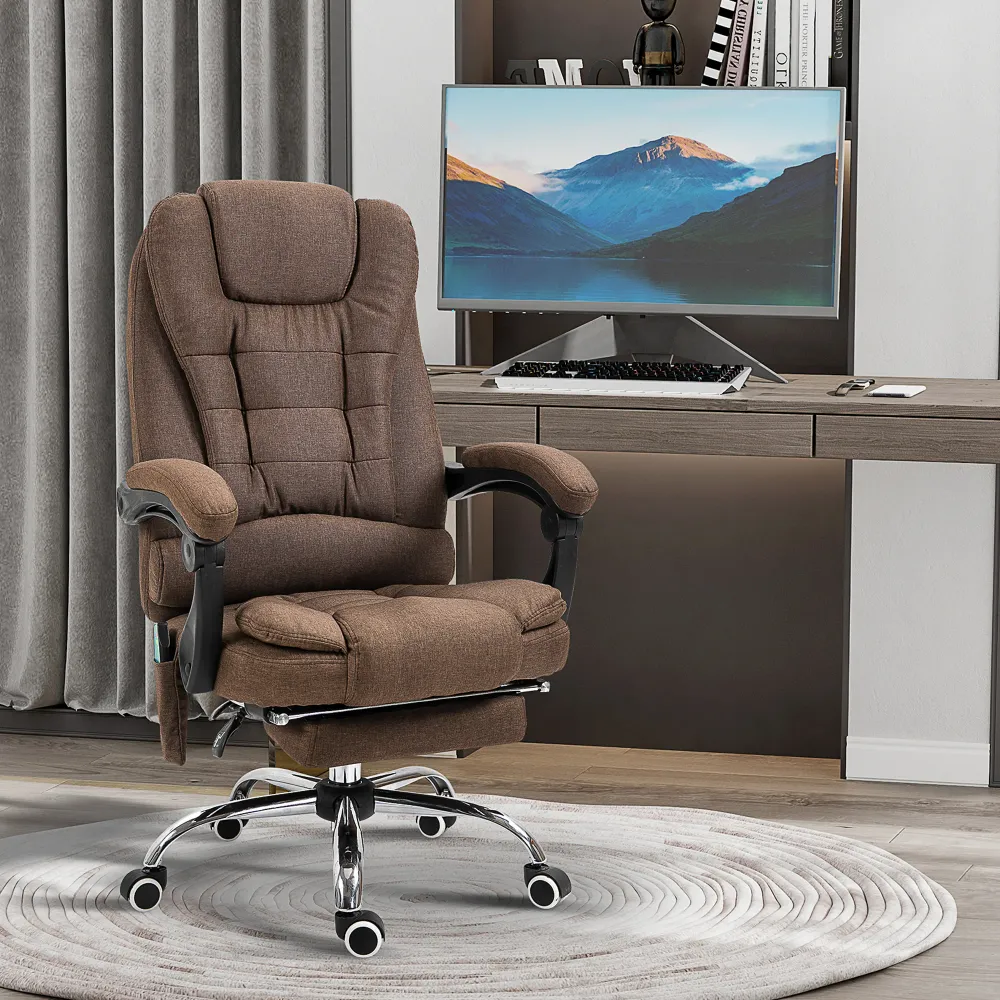 Fauteuil de bureau massant chauffant fauteuil bureau ergonomique hauteur réglable dossier inclinable repose-pied + coussin...