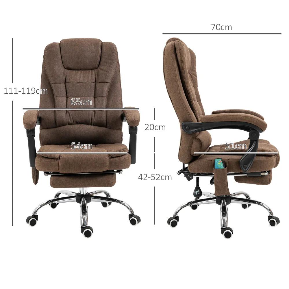 Fauteuil de bureau massant chauffant fauteuil bureau ergonomique hauteur réglable dossier inclinable repose-pied + coussin...