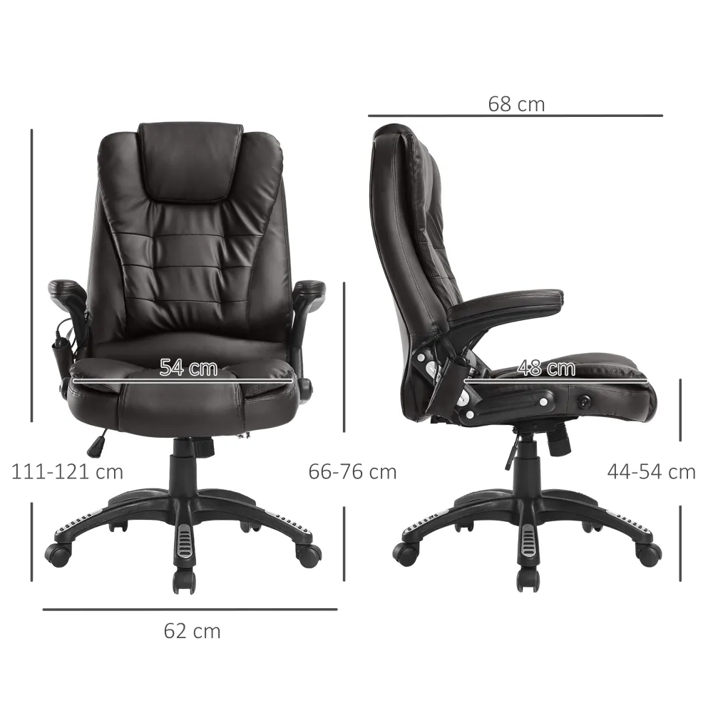 Fauteuil de bureau massant et chauffant électrique fauteuil bureau ergonomique revêtement synthétique brun