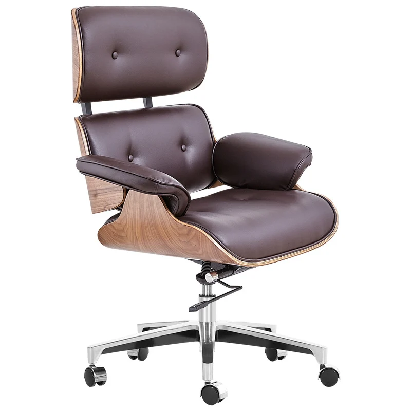 Fauteuil de bureau pivotant moderne en cuir avec accoudoirs réglables