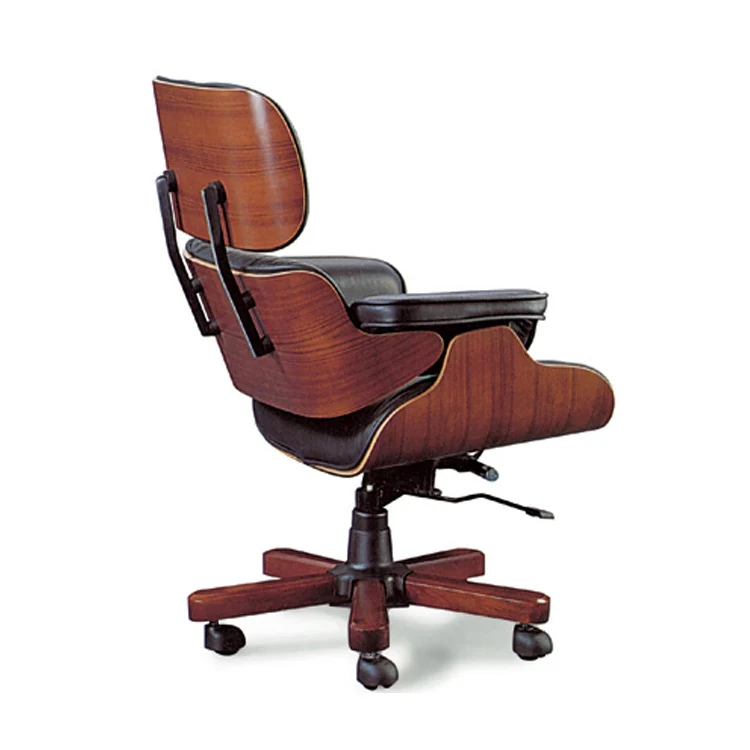 Fauteuil de bureau pivotant moderne en cuir avec accoudoirs réglables