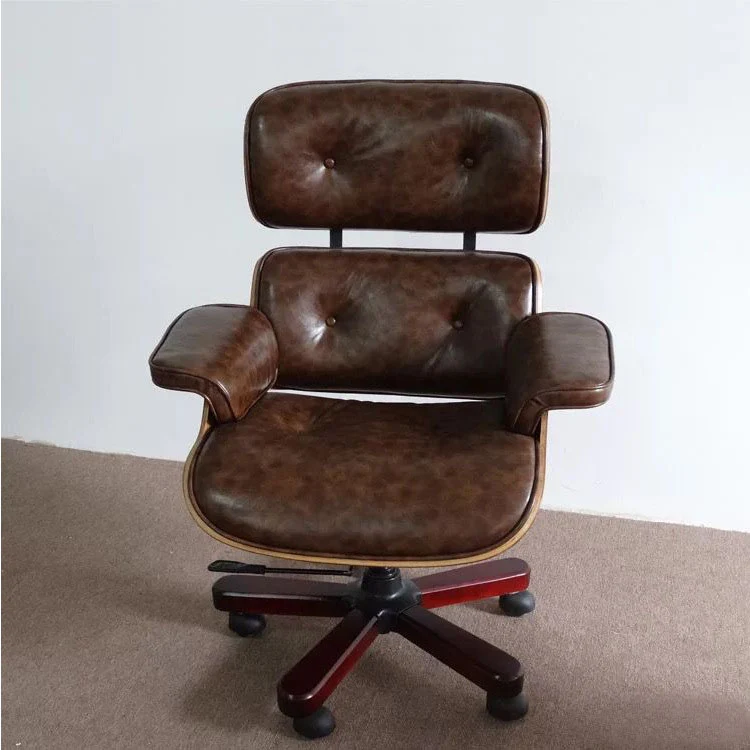 Fauteuil de bureau pivotant moderne en cuir avec accoudoirs réglables