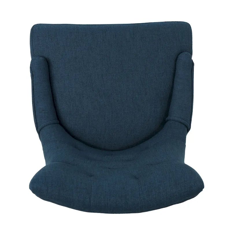 Fauteuil de bureau pivotant Ovi, tissu bleu marine, dossier capitonné, roulettes