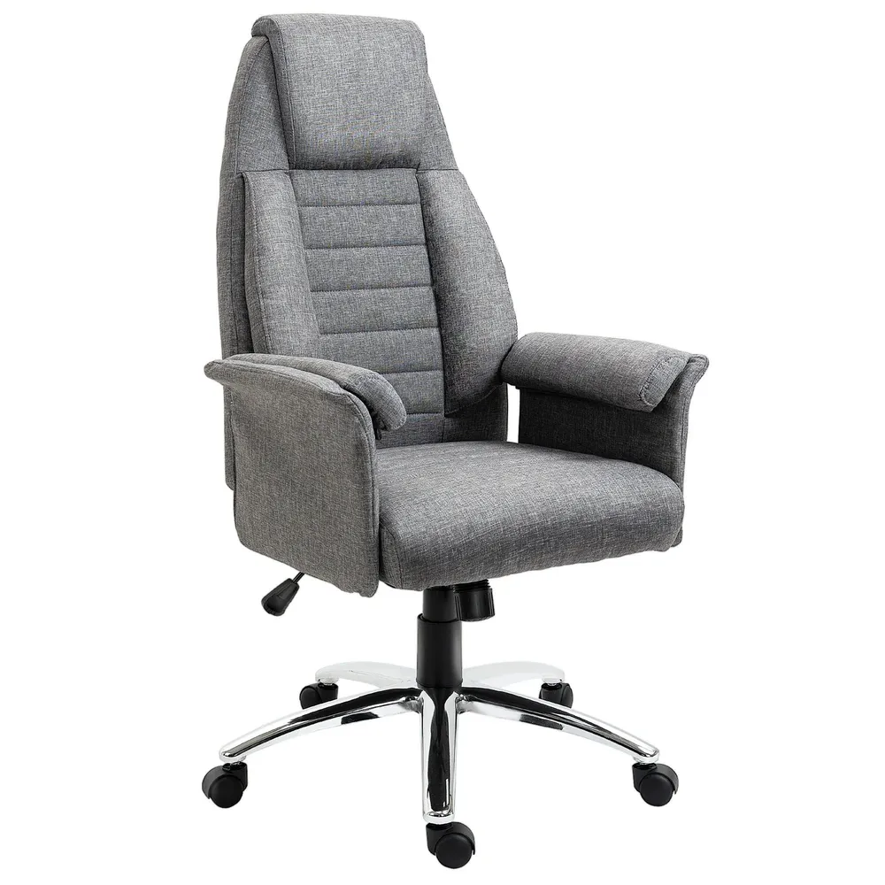 Fauteuil de direction réglable en hauteur 5 roues forme ergonomique gris, 68x69x126cm