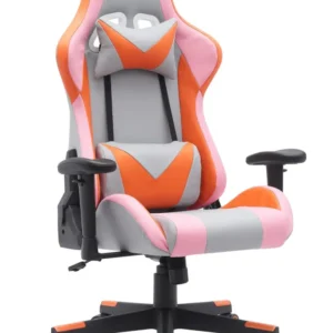 Fauteuil de gaming haute performance | Gris/Orange avec appui lombaire