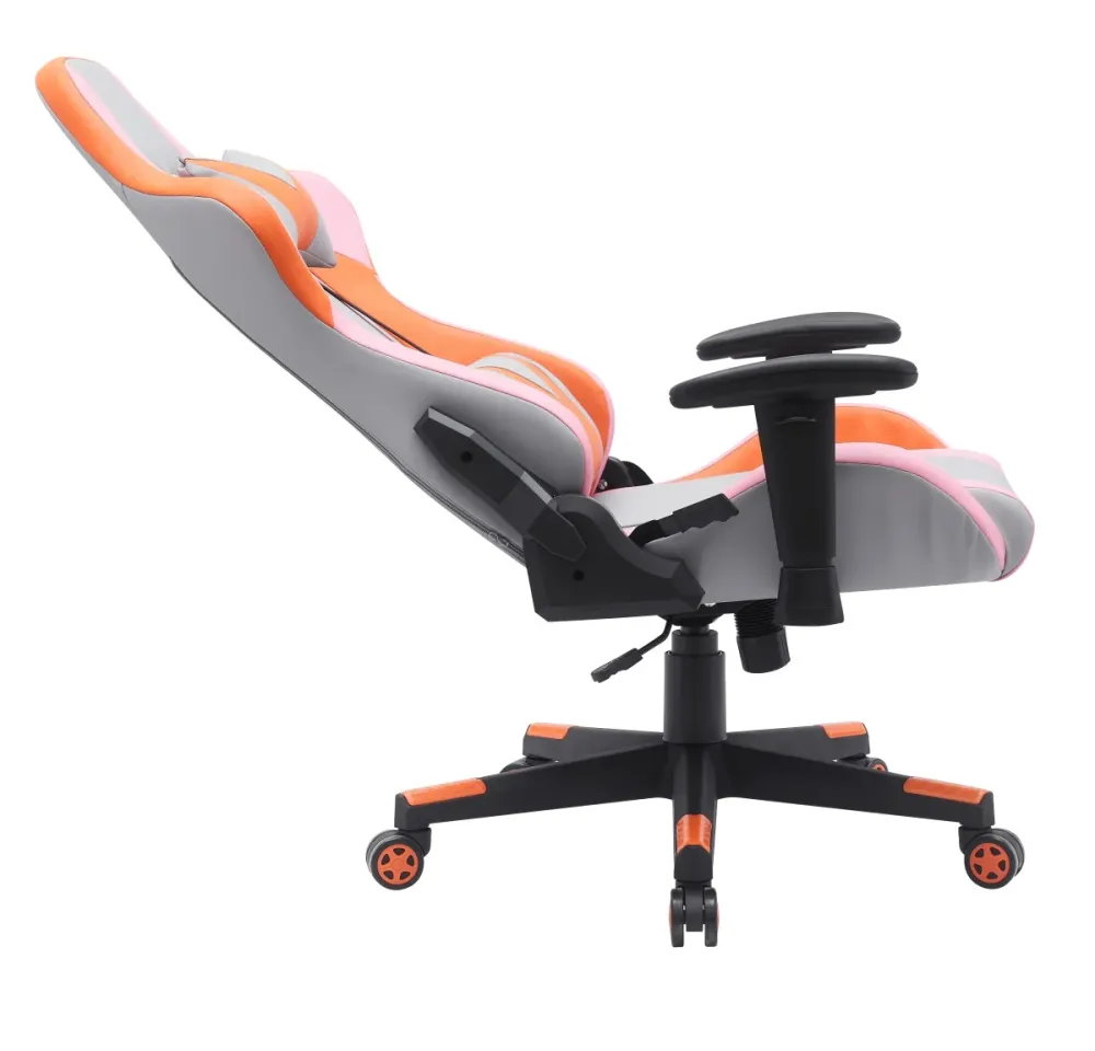 Fauteuil de gaming haute performance | Gris/Orange avec appui lombaire