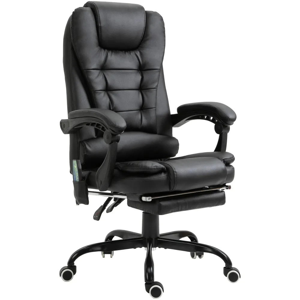 Fauteuil de massage fauteuil de direction 7 points de massage réglable en hauteur avec repose-pieds intégré noir, 67x79x11...