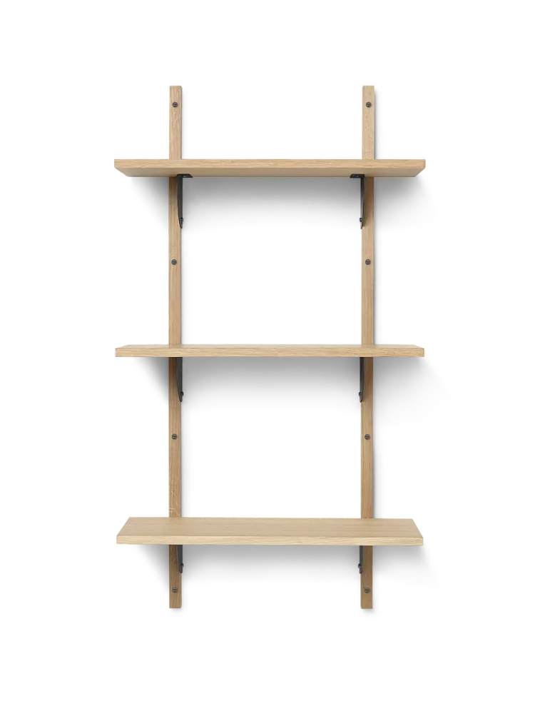 Sector Shelf - Triple - Narrow - Natural Oak/Black Brass Ferm Living - COM
