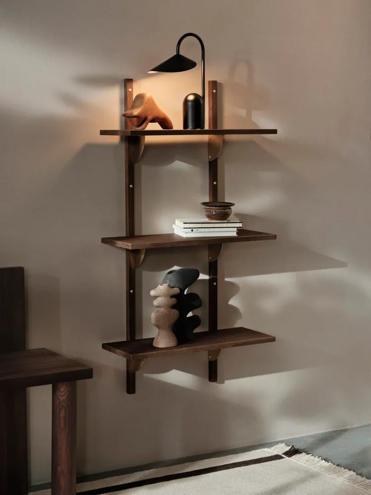 Sector Shelf - Triple - Narrow - Smoked Oak/Brass Ferm Living - COM