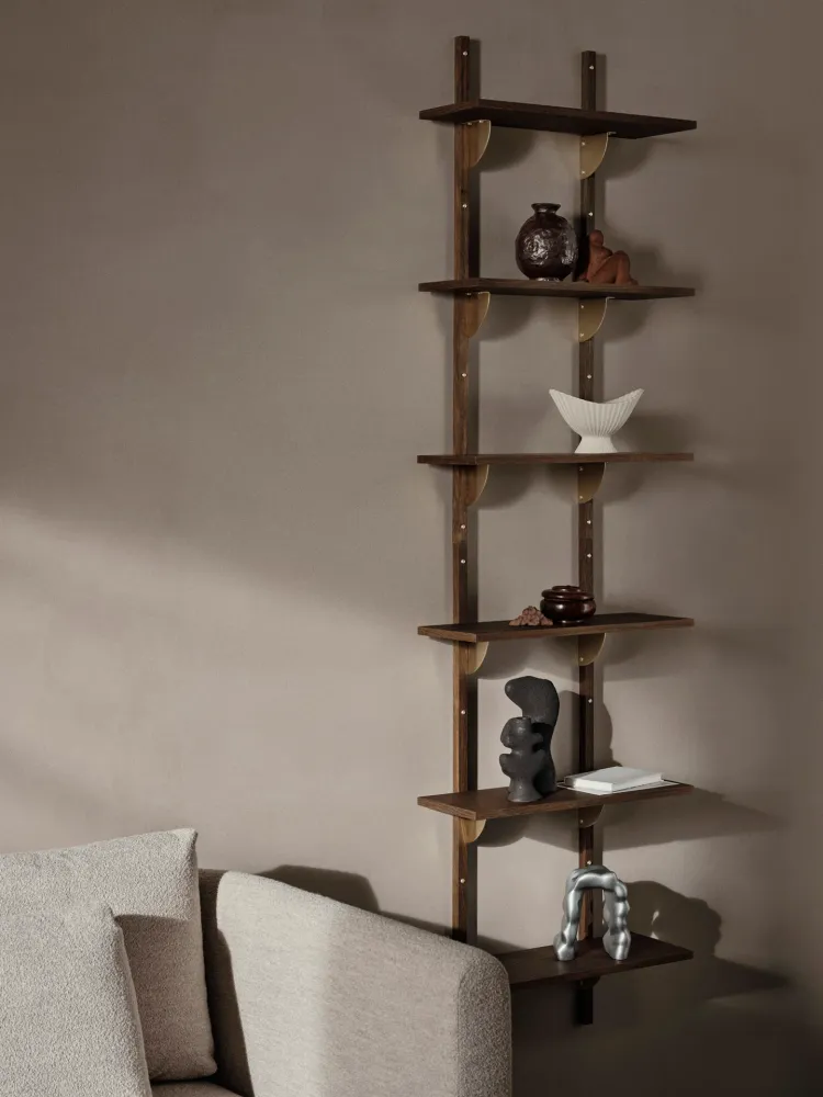 Sector Shelf - Triple - Narrow - Smoked Oak/Brass Ferm Living - COM