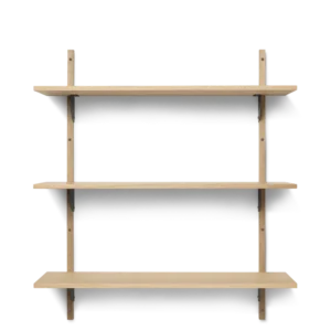 Sector Shelf - Triple - Wide - Natural Oak/Black Brass Ferm Living - COM