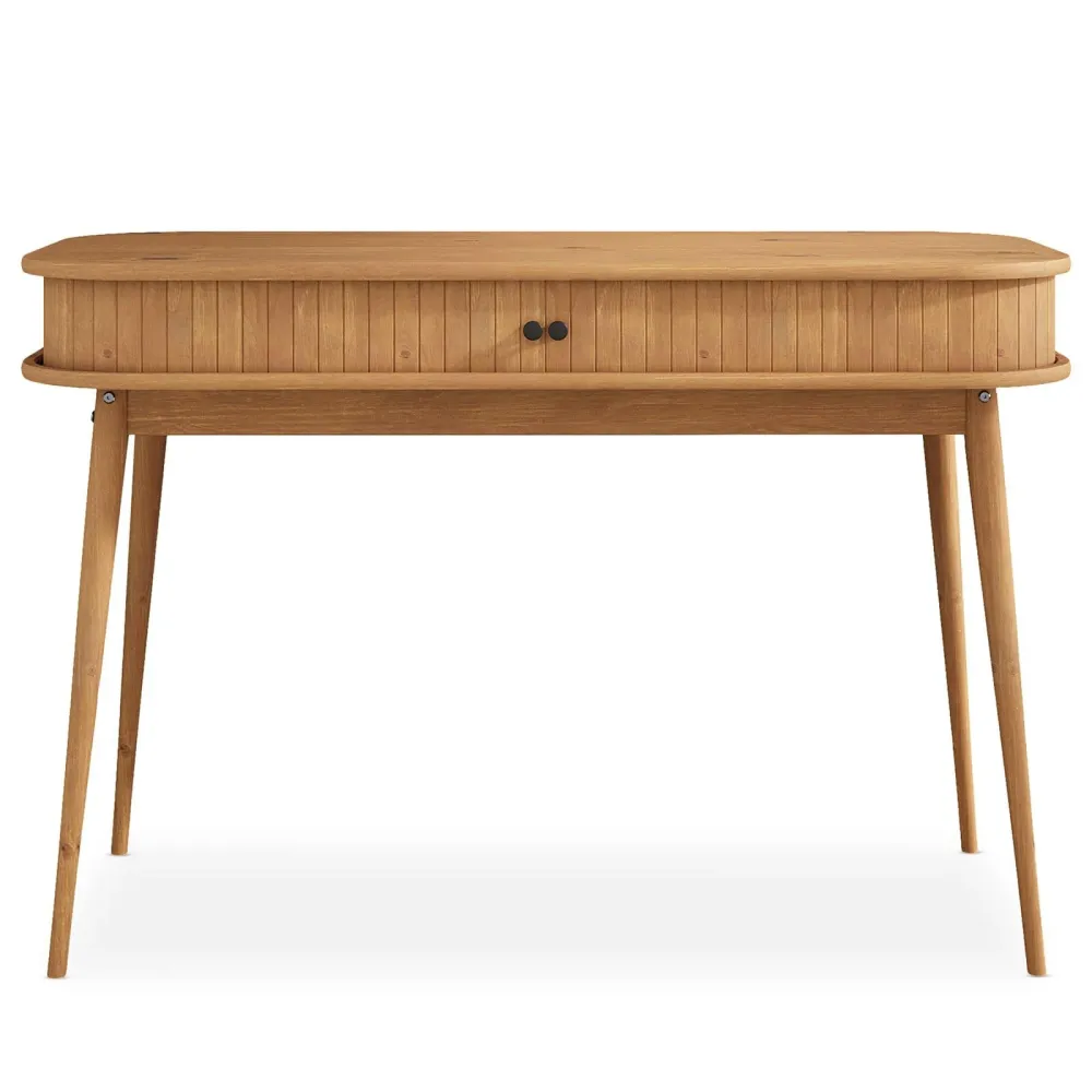 IDIMEX Bureau JARI en Bois Massif, 113 x 75 x 50 cm, Pieds Coniques, façade cannelée, Rangement Pratique avec Porte coulli...