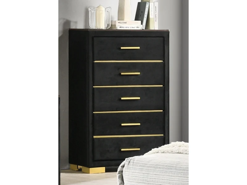 Madison - Ensemble De Chambre À Coucher - Velour Noir et Or Queen IFDC