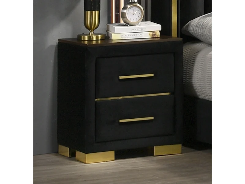 Madison - Ensemble De Chambre À Coucher - Velour Noir et Or Queen IFDC