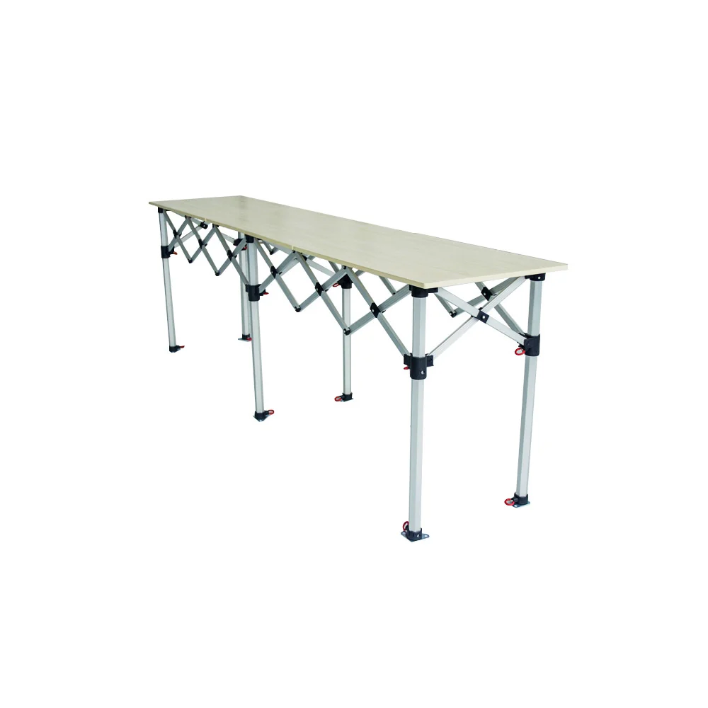 Comptoir table pliante hauteur réglable 285x60cm large plateau bois mélaminé Interouge