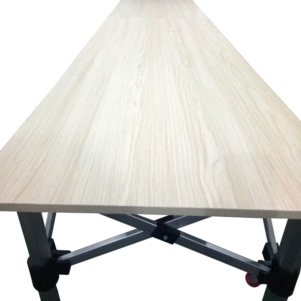 Comptoir table pliante hauteur réglable 435x60cm plateau bois mélaminé pour stand Interouge