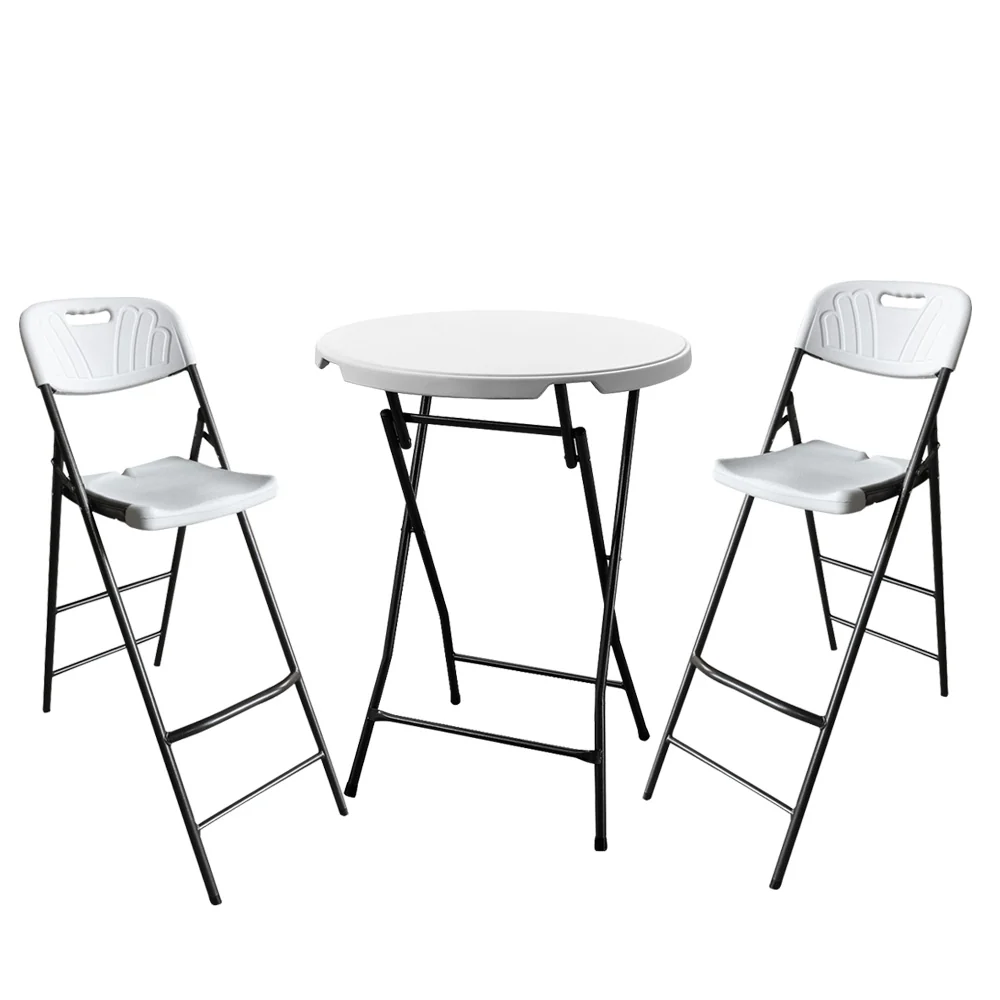 Ensemble mange-debout et 2 chaises hautes pliantes polyéthylène coloris Blanc Interouge