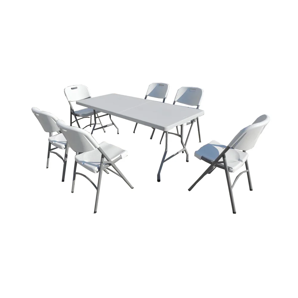 Ensemble de réception table plateau pliant 180cm et 6 chaises pliantes Interouge