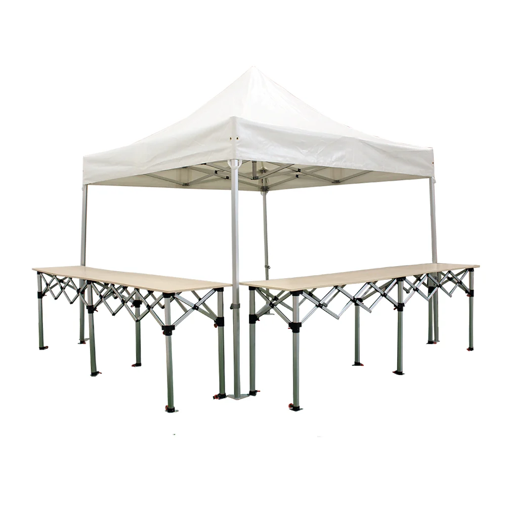 Stand buvette pliant 3x3m Alu 45mm + 2 comptoirs 285x60cm Interouge
