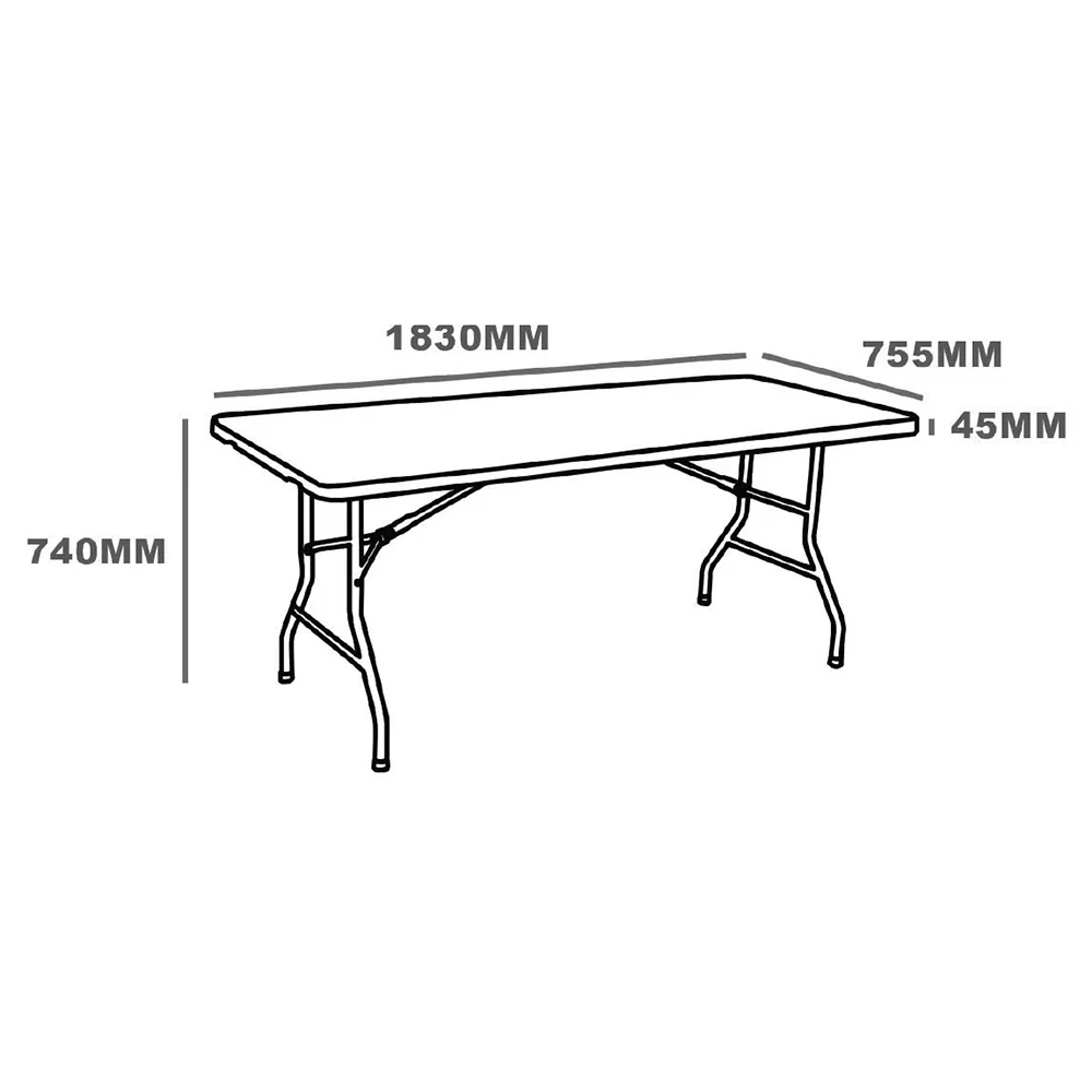 Table Pliante de réception plateau 4.5cm et pieds pliants 183cm Blanc Interouge