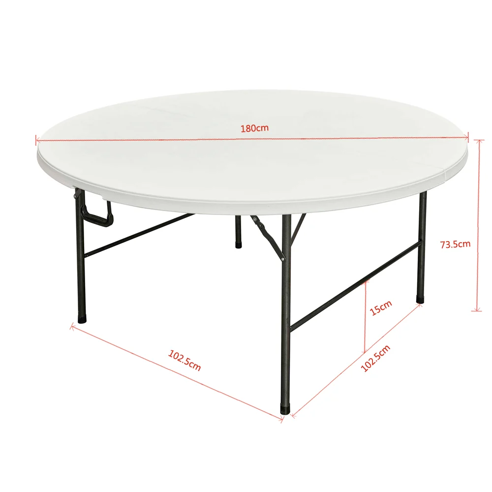 Table pliante de réception plateau rond pliable dia. 180cm Blanc Interouge