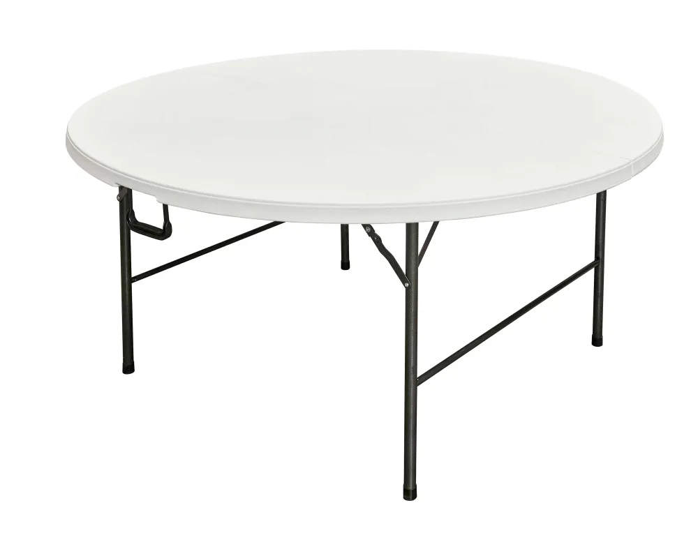 Table pliante de réception plateau rond pliable dia. 180cm Blanc Interouge