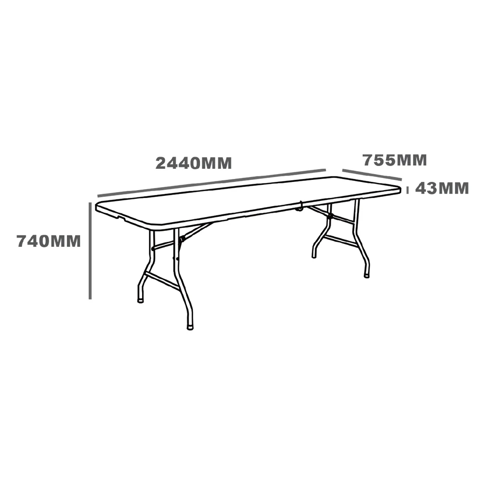 Table de réception pliante 244cm Blanc plateau pliable - 10 places Interouge