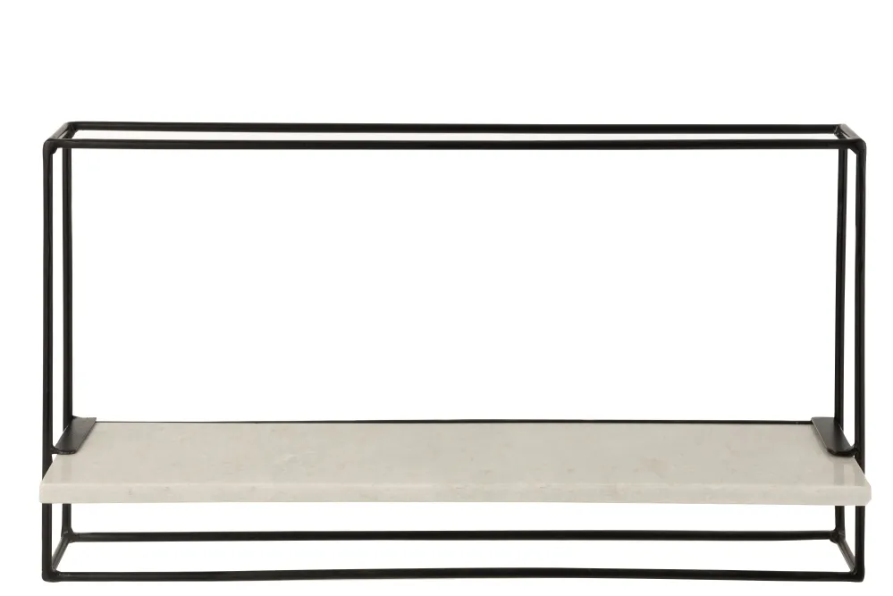 J-Line Muurrek 1Plank Ijzer/Marmer Zwart/Wit Large