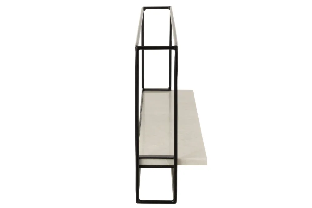 J-Line Muurrek 1Plank Ijzer/Marmer Zwart/Wit Large
