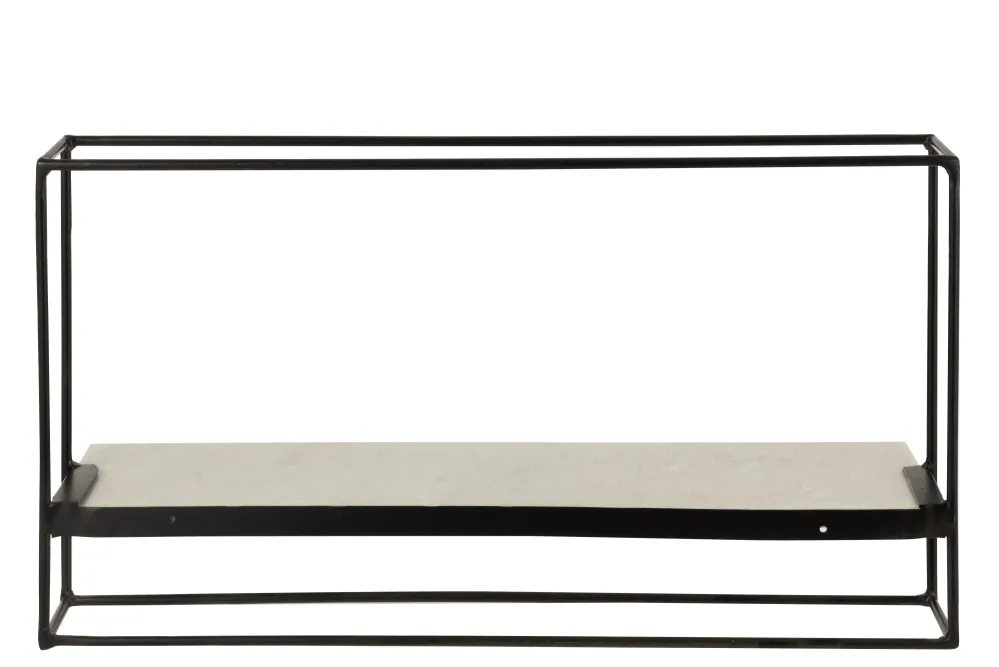 J-Line Muurrek 1Plank Ijzer/Marmer Zwart/Wit Large