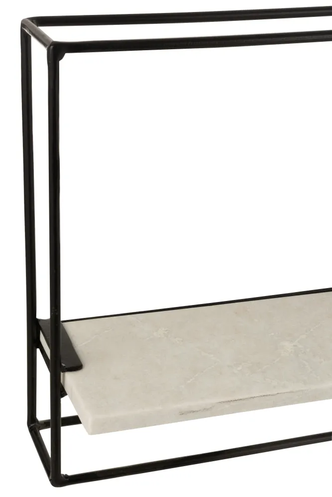 J-Line Muurrek 1Plank Ijzer/Marmer Zwart/Wit Large