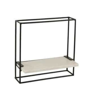J-Line Muurrek 1Plank Ijzer/Marmer Zwart/Wit Small
