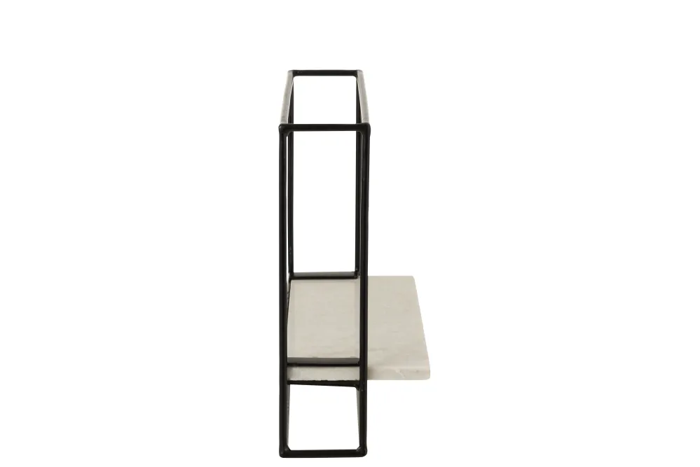 J-Line Muurrek 1Plank Ijzer/Marmer Zwart/Wit Small