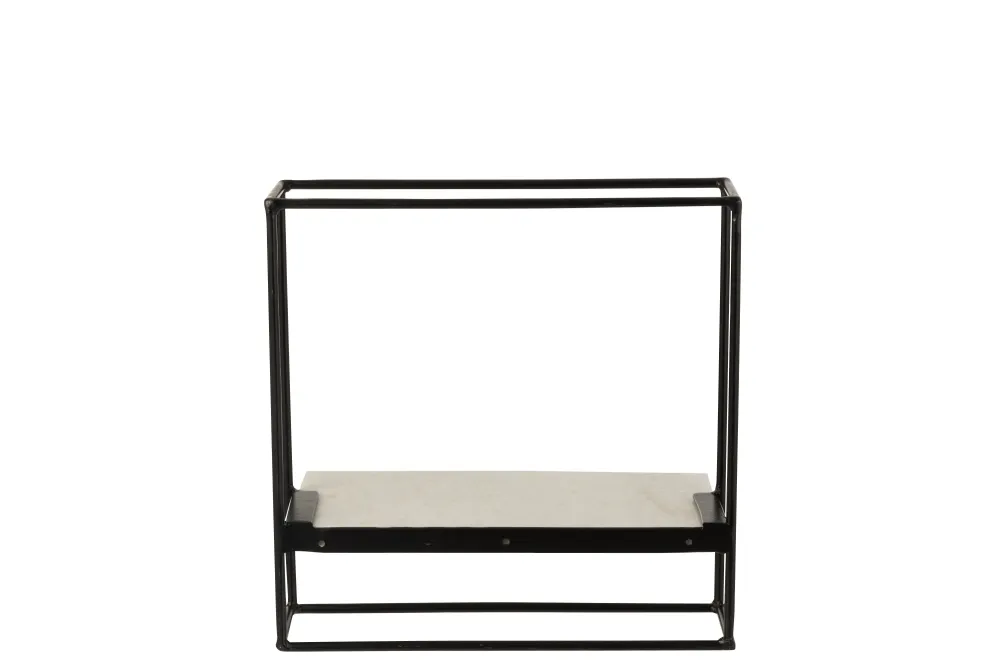 J-Line Muurrek 1Plank Ijzer/Marmer Zwart/Wit Small