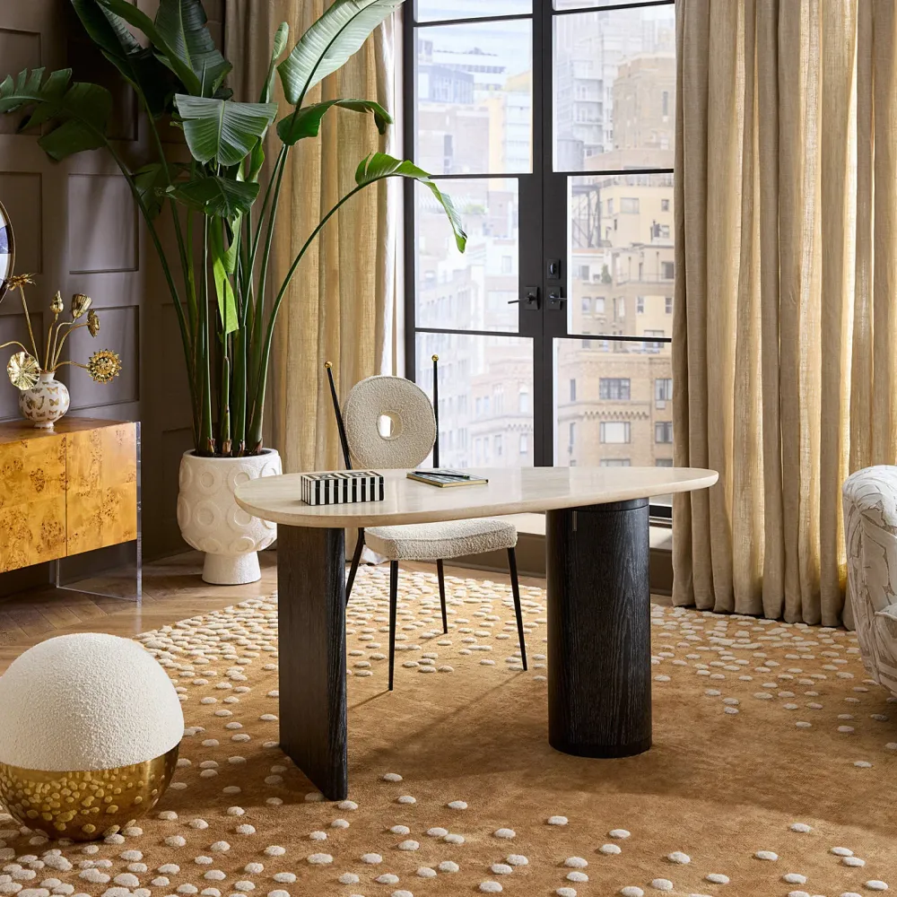 Jonathan Adler Bureau En Travertin Oeuf