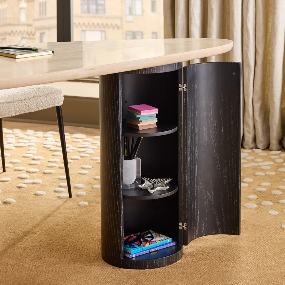 Jonathan Adler Bureau En Travertin Oeuf