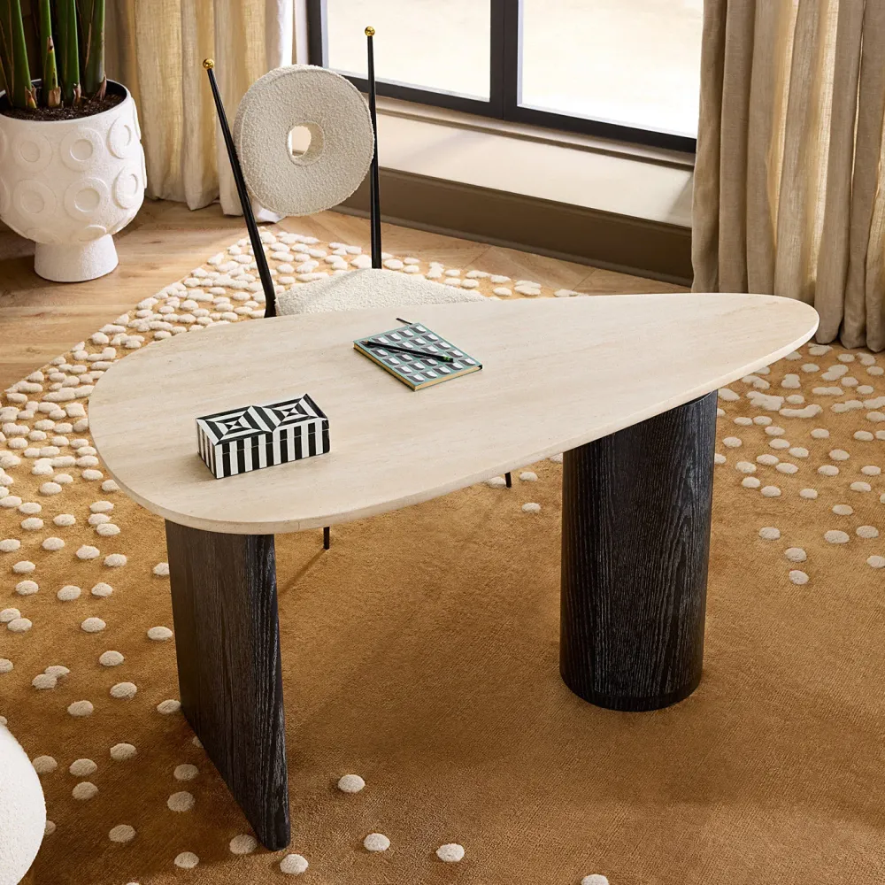 Jonathan Adler Bureau En Travertin Oeuf