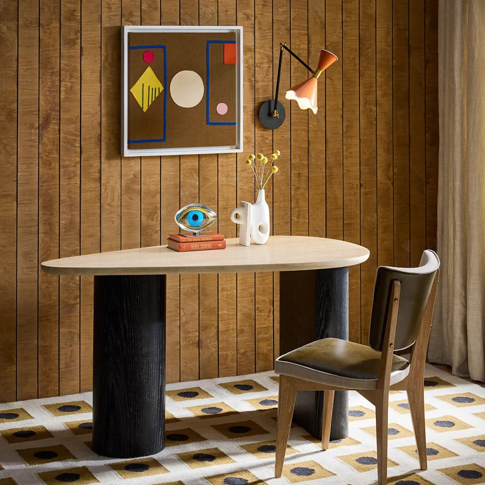 Jonathan Adler Bureau En Travertin Oeuf