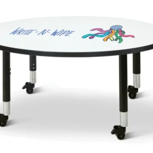 Table scolaire ronde à hauteur ajustable | Effaçable à sec | 48" Jonti-Craft