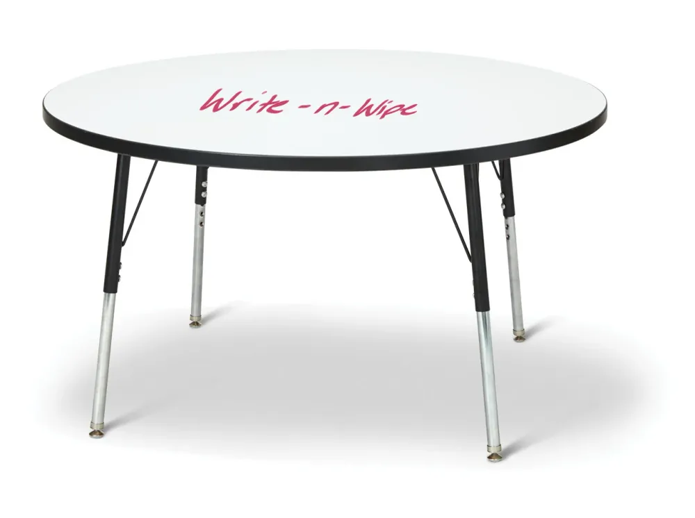 Table scolaire ronde à hauteur ajustable | Effaçable à sec | 48" Jonti-Craft